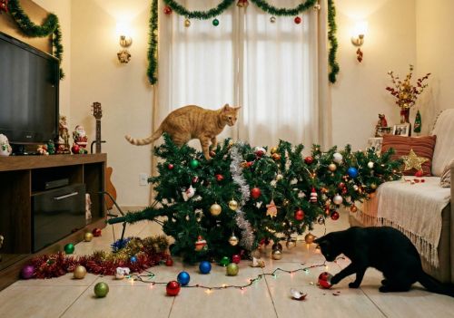 Gatos e árvore de Natal: como proteger a decoração dos felinos